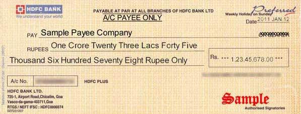 sample cheque