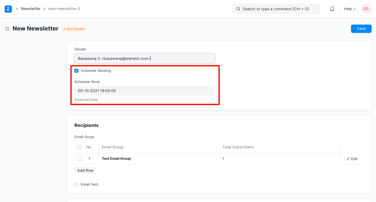 scheduled newsletter