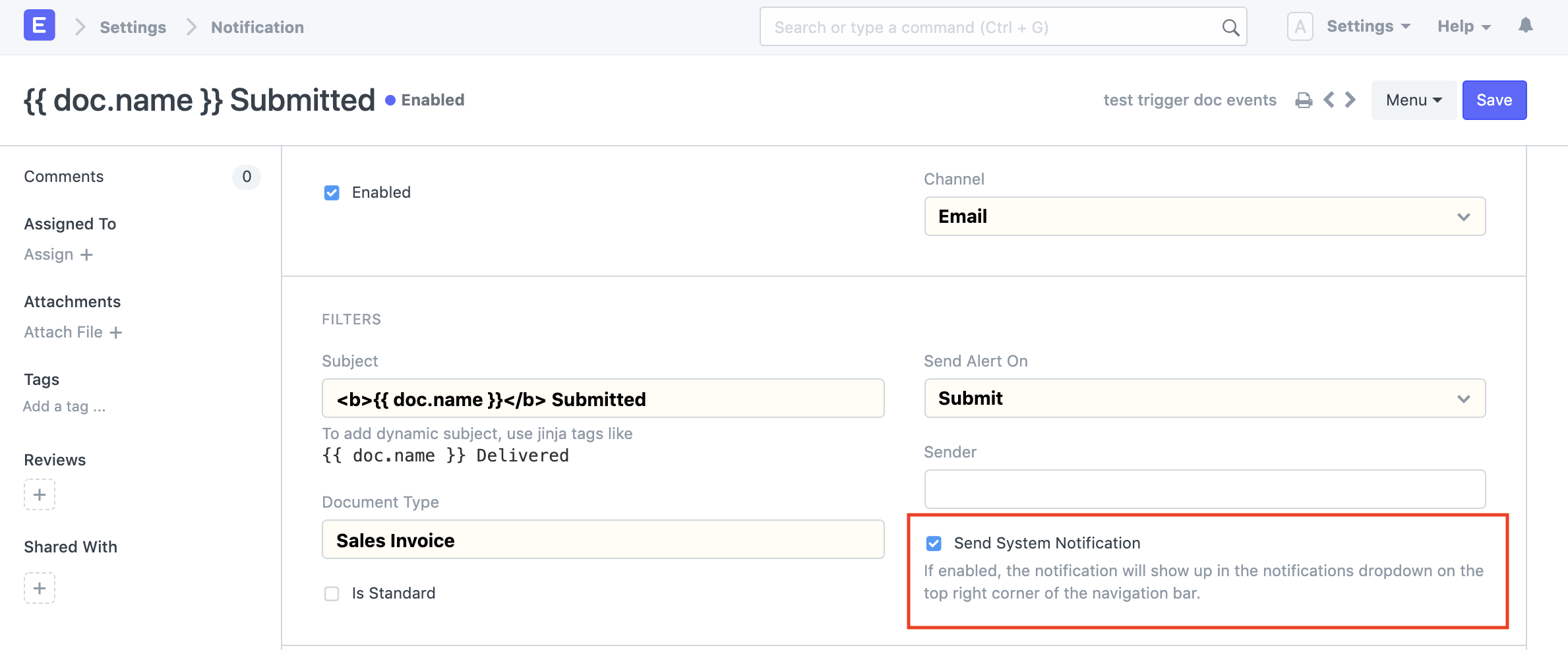 send system notification