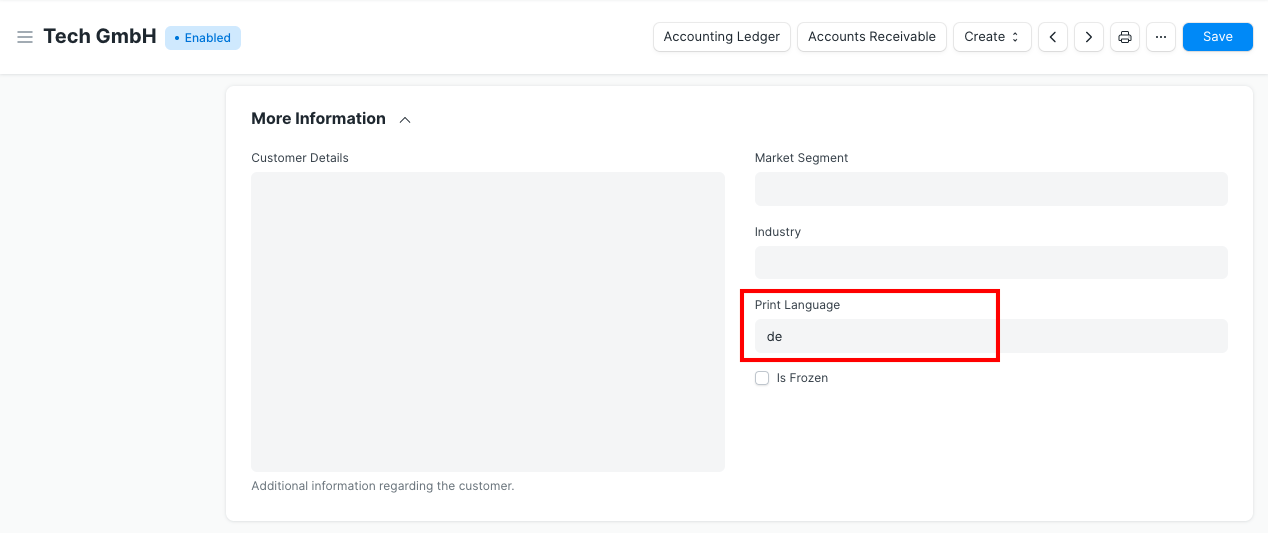 set customer language