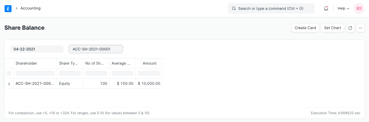 share balance report