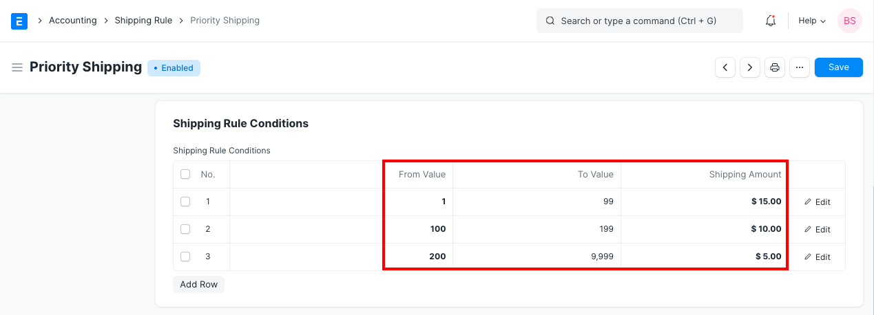 shipping rule conditions