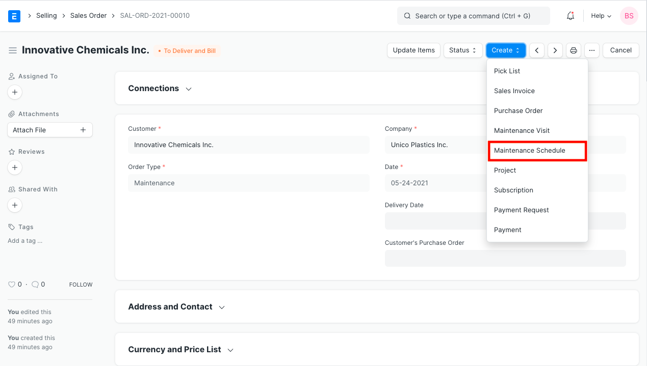 so maintenance schedule