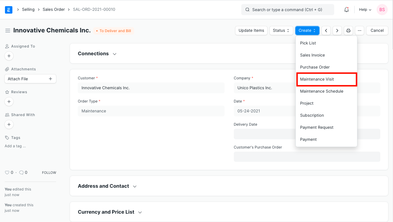 so maintenance visit