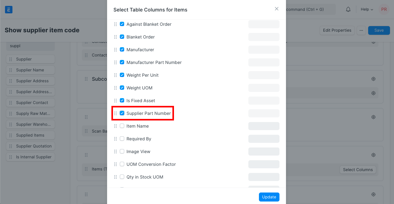 supplier item code print format