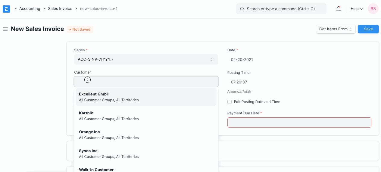 tax rule in sales invoice
