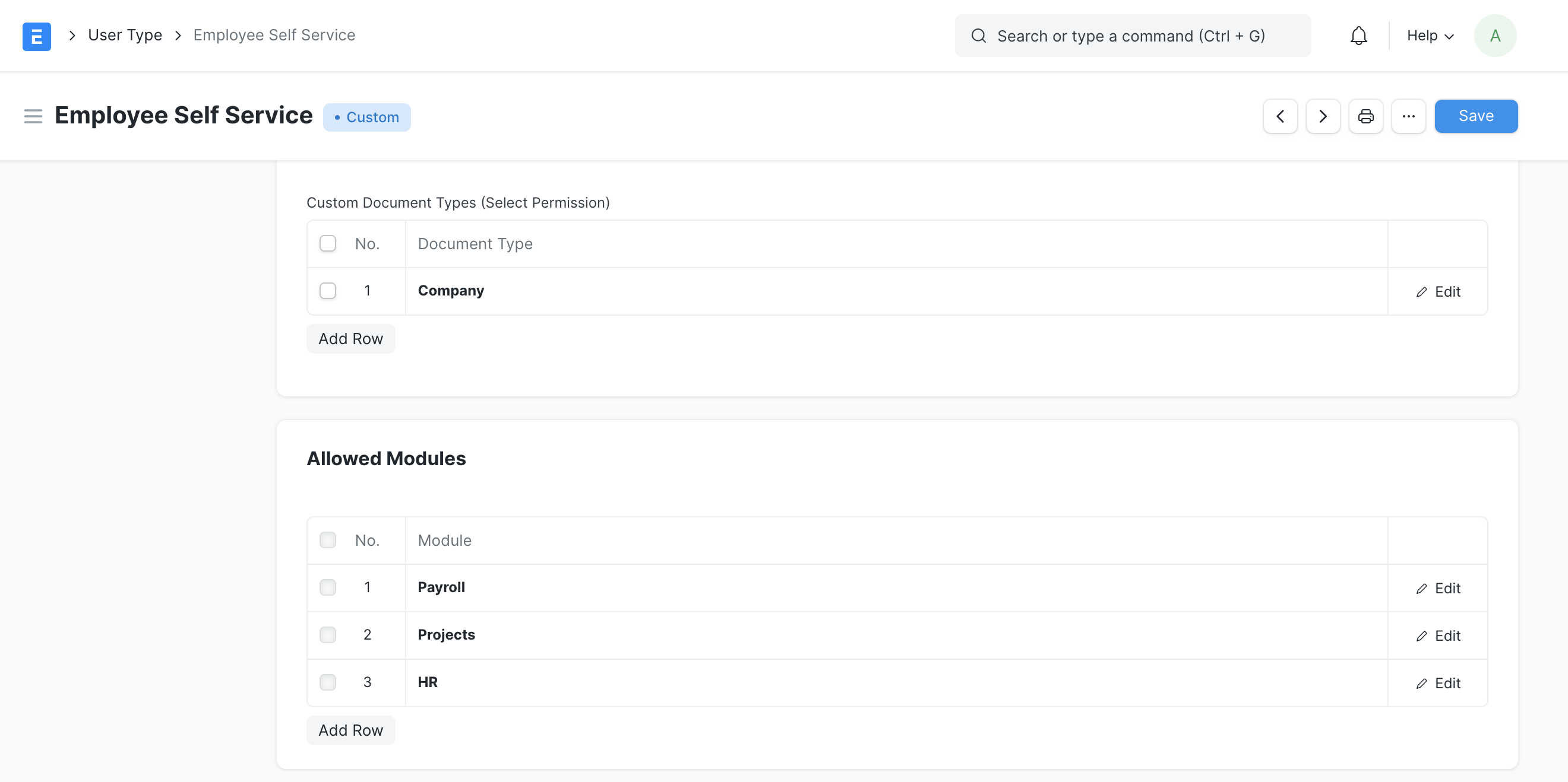 user type select perm