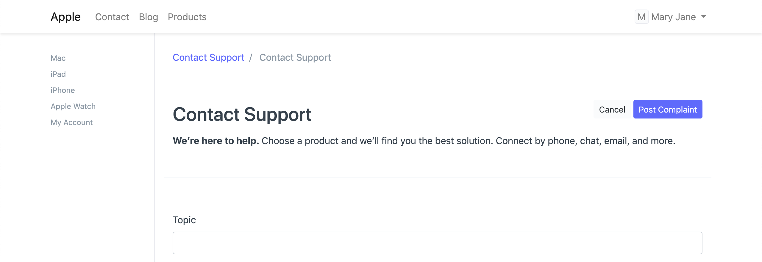 web form with sidebar