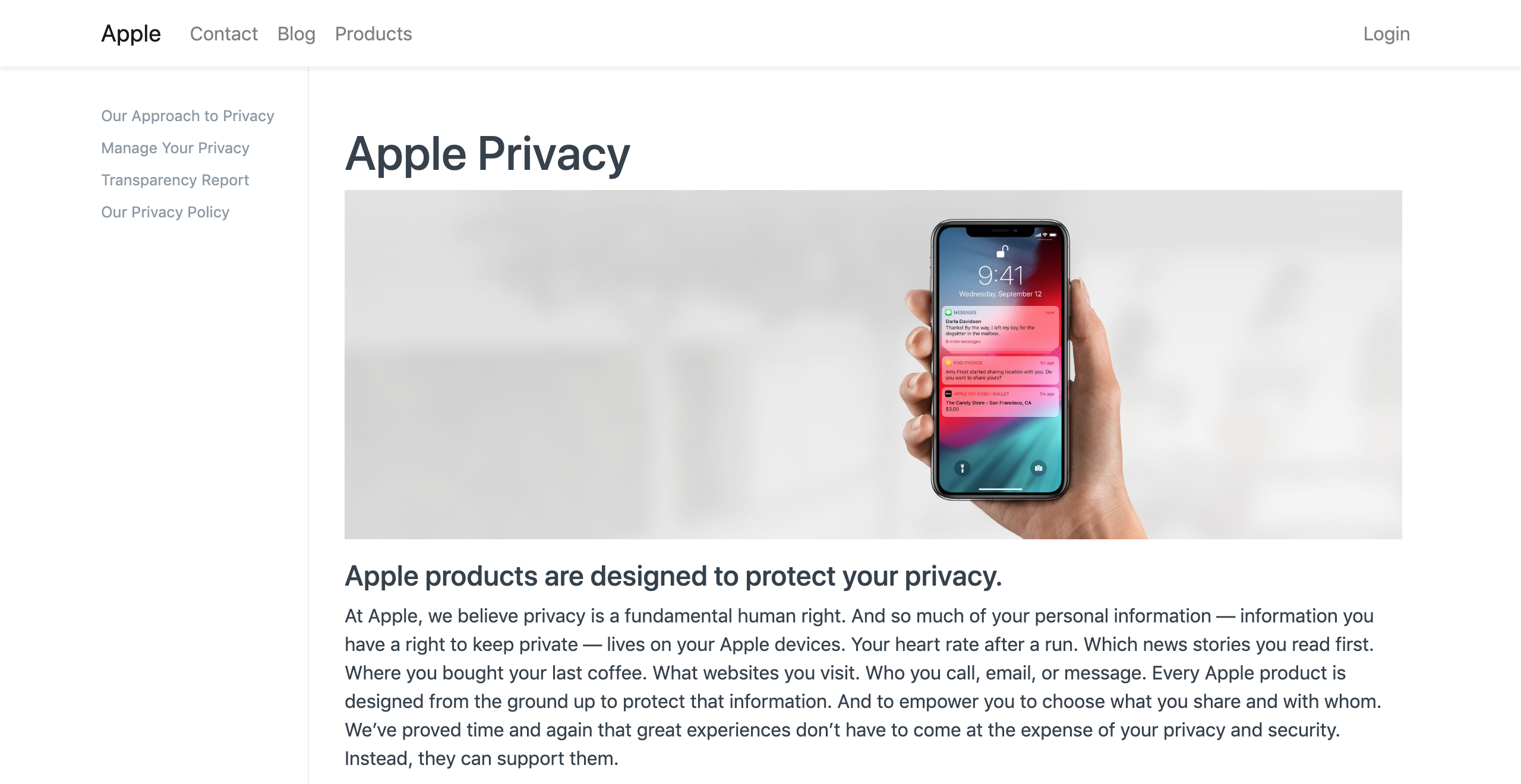 web page with custom header