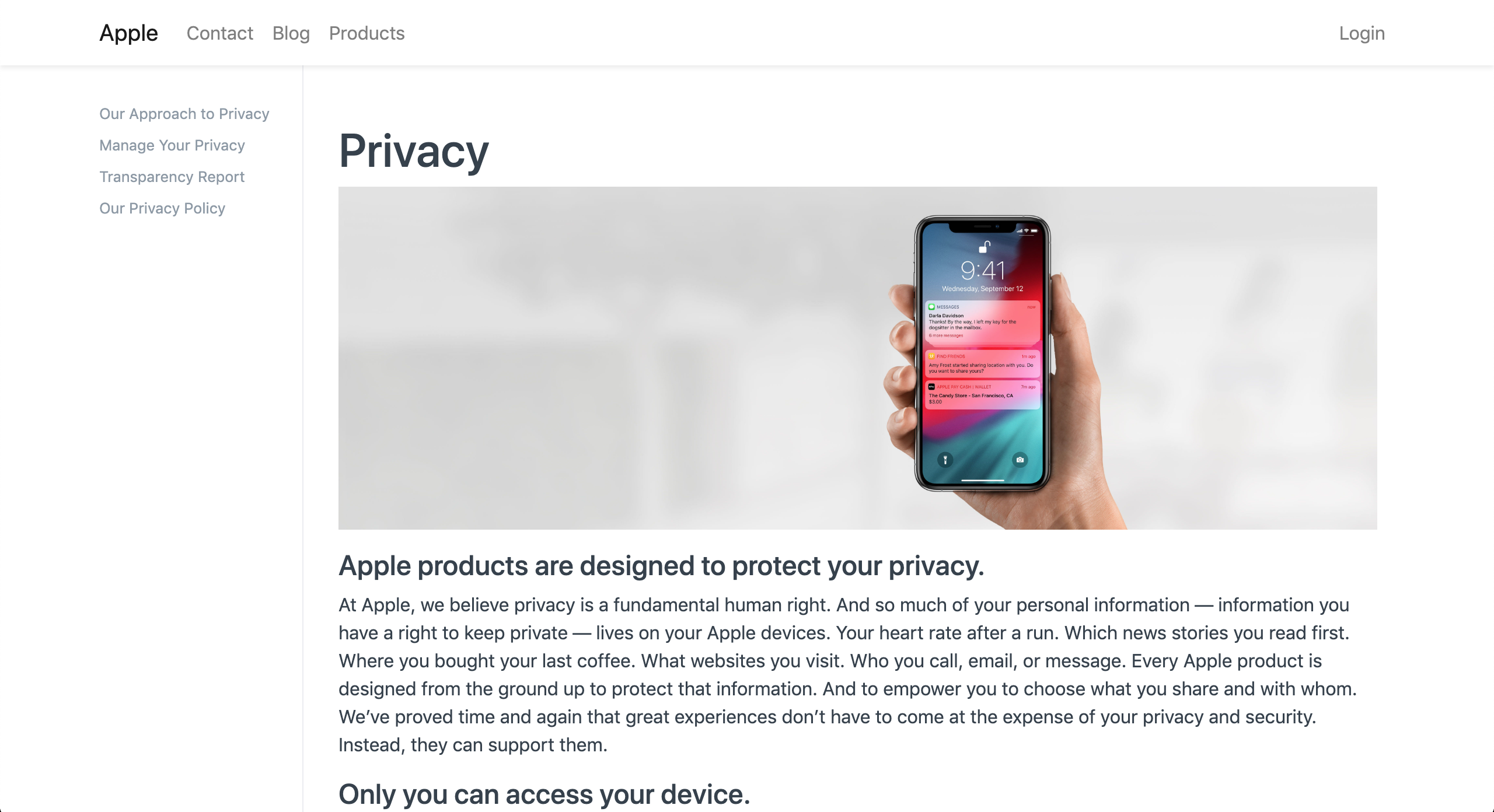 web page with sidebar