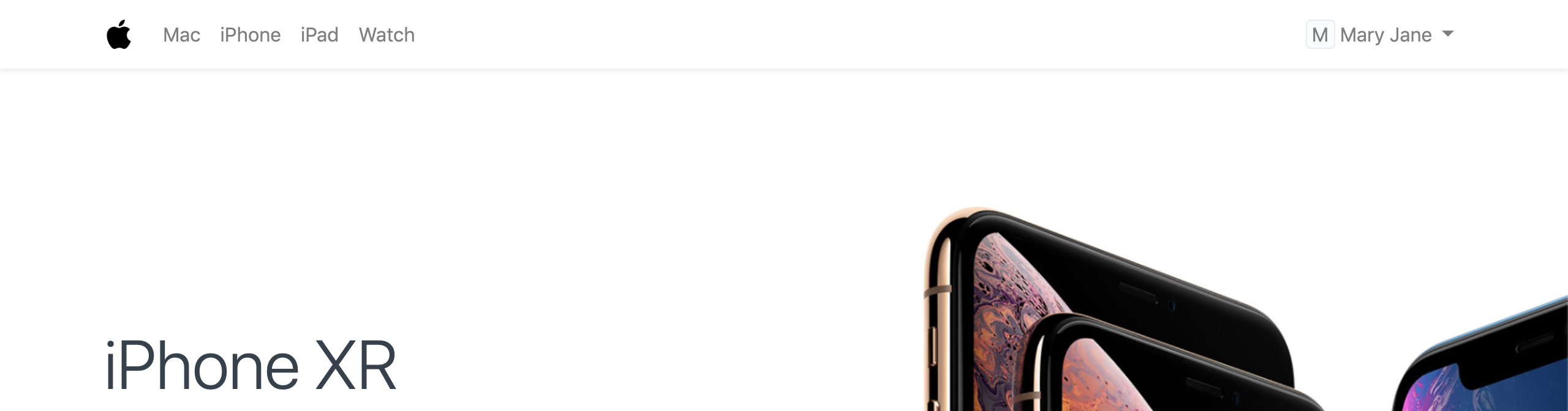 website navbar items