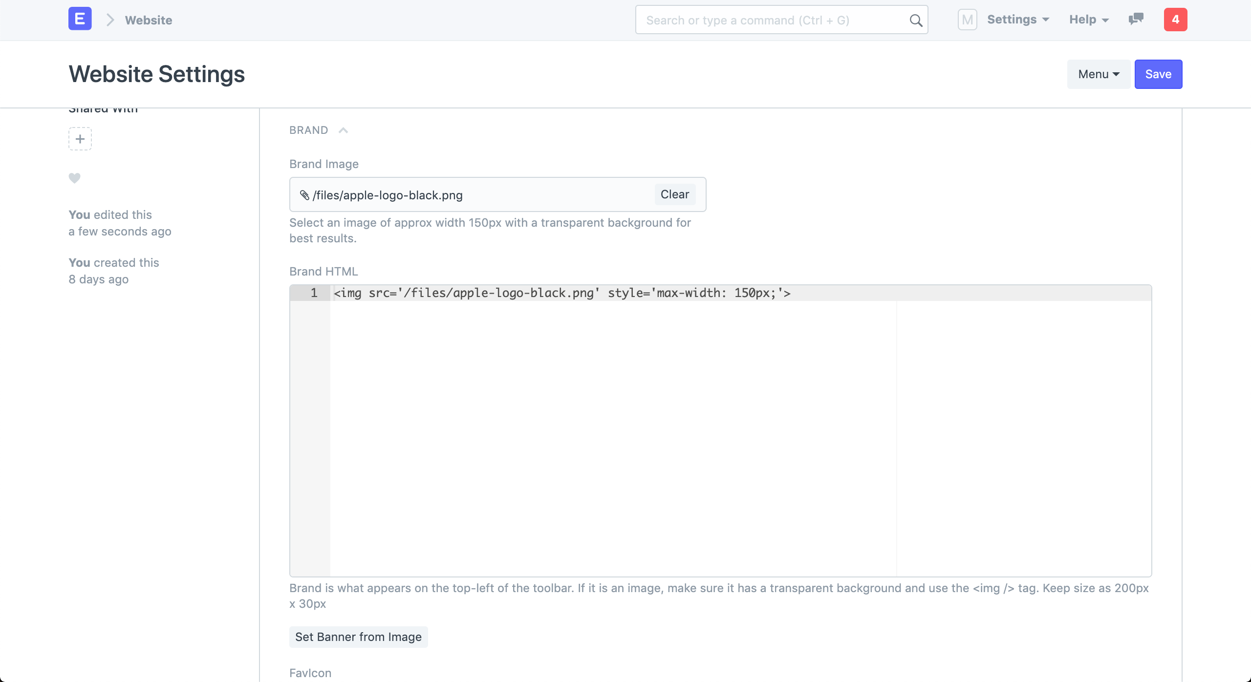 website settings banner image